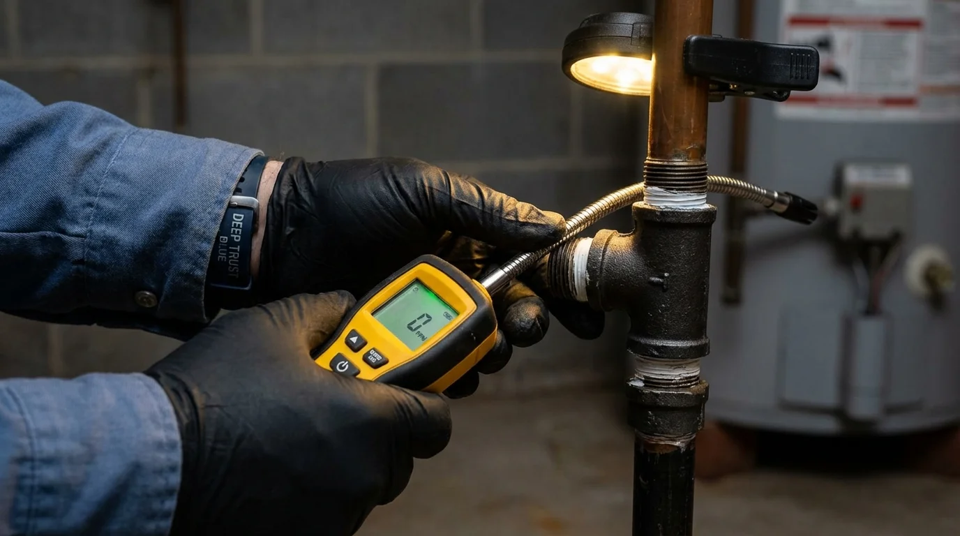 Gas leak detection with electronic sniffer by Johns Plumbing LLC in Sandstone